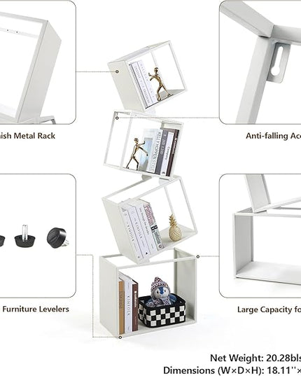 Bookshelf, 4-Tier Bookshelves, 49.2" Tall White Bookshelf, Book Shelf, Bookcase, Modern Book Storage, Storage Shelves for CDs/Books/Home Decor, Display Shelf for Living Room, Bedroom, Office - LeafyLoom