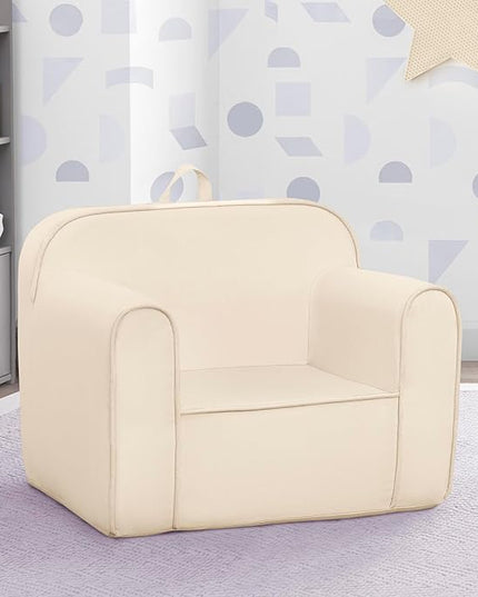 Delta Children Cozee Chair -Foam Kids Chair for Ages 18 Months and Up, Oatmeal - LeafyLoom
