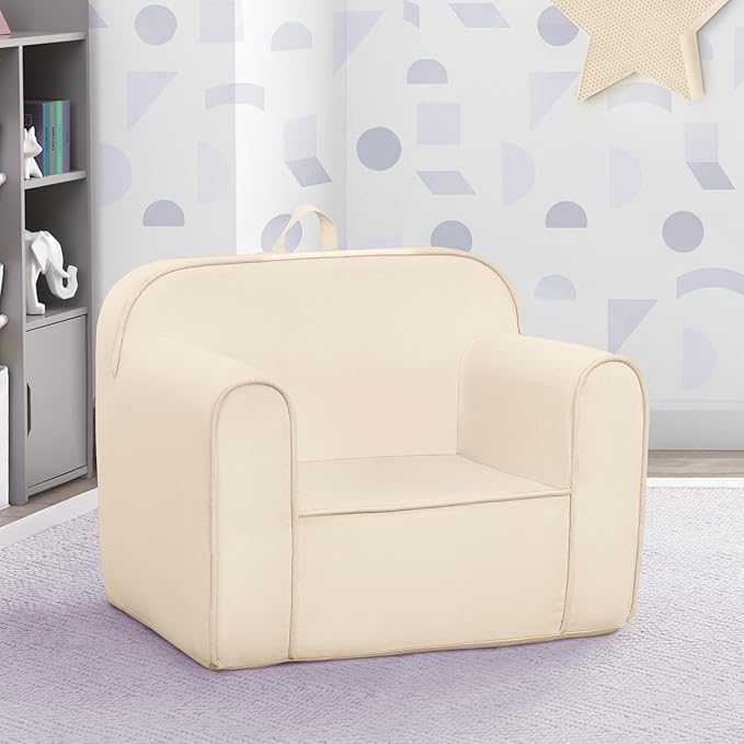 Delta Children Cozee Chair -Foam Kids Chair for Ages 18 Months and Up, Oatmeal - LeafyLoom