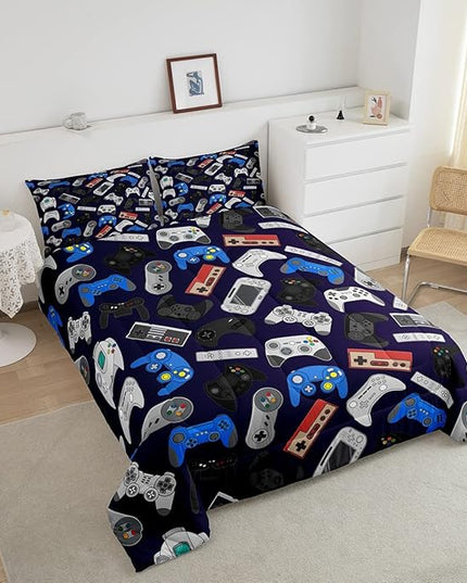 Erosebridal Teens Gamer Comforter Set Twin Size, Modern Game Down Comforter for Kids Boys Children, Video Game Bedding Set,Player Gaming Gamepad Joystick Soft Quilt Set Room Decor - LeafyLoom