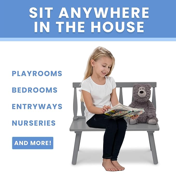 Delta Children Windsor Bench, Grey - LeafyLoom