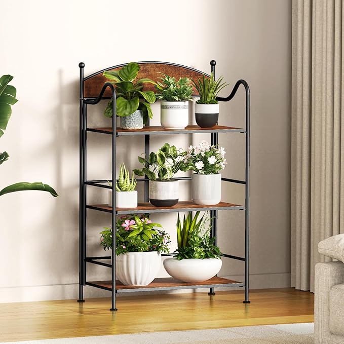 Folding Bookshelf No Assembly, 3 Shelf Black Folding Bookcase,Industrial Small Metal Corner Display Book Shelf with Storage Shelves for Bedroom,Living Room, Home Office Organization - LeafyLoom