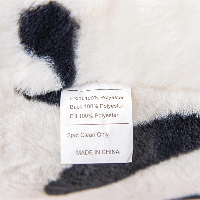 A Nice Night Faux Fur Reading Pillow Bed Wedge Large Adult Children Backrest with Arms Back Support for Sitting Up in Bed/Couch for Bedrest,Cow - LeafyLoom