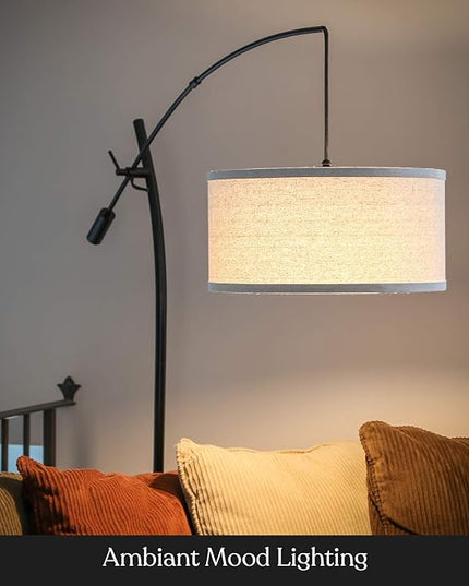 Brightech Grayson LED Floor Lamp, Modern Arc Lamp for Office & Living Room, Tall Lamp with Adjustable Arm, Standing Lamp in Industrial Style for Bedroom Reading - Black - LeafyLoom