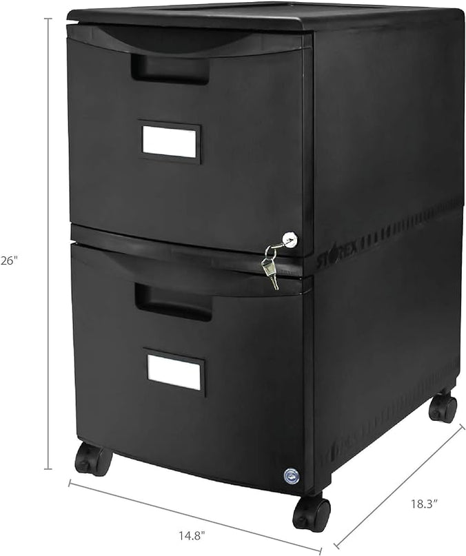 Storex 61312A01C File Cabinet, 1-Pack, Black - LeafyLoom