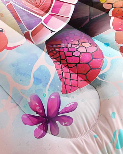 CVHOUSE Kawaii Sea Turtle Comforter Set Queen Size,Ocean Theme Bedding Set for Girls Kids,Tie Die Turtle Quilt Set Ocean Turtle Duvet Set Ocean Decor 3 Pieces - LeafyLoom