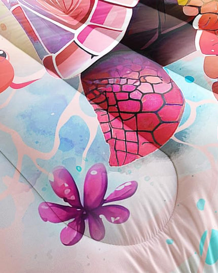 CVHOUSE Kawaii Sea Turtle Comforter Set Full Size,Ocean Theme Bedding Set for Girls Kids,Tie Die Turtle Quilt Set Ocean Turtle Duvet Set Ocean Decor 3 Pieces - LeafyLoom