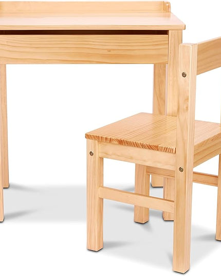 Melissa & Doug Wooden Lift-Top Desk & Chair - Honey - LeafyLoom