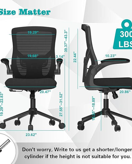 Office Chair, High Back Desk Chair with Adjustable Lumbar Support, Ergonomic Mesh Computer Chair with Premium Cold-Cured Cushion, Height Liftable Swivel Chair for Home Office - LeafyLoom
