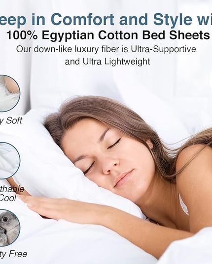 Bluemoon Homes 100% Egyptian Cotton Sheets Cal King Size Sheets Set, 4 Piece Bedding Sheets & Pillowcases Set, Luxury Deep Pocket California King Sheets, Cool Durable - Teal Embroidered White Sheets - LeafyLoom