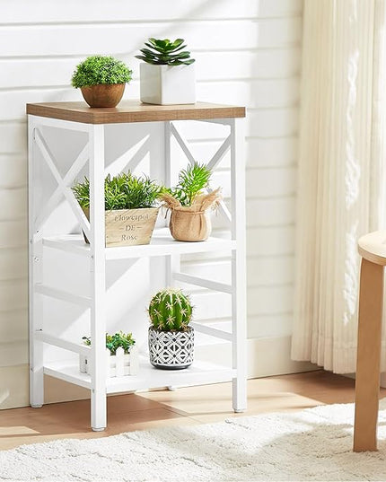 Bookcase, Industrial Small Bookshelf,3-Tier Bookcase Storage Organizer, Small Book Shelf for Small Spaces, Living Room, Bedroom and Home Office, White&Brown - LeafyLoom