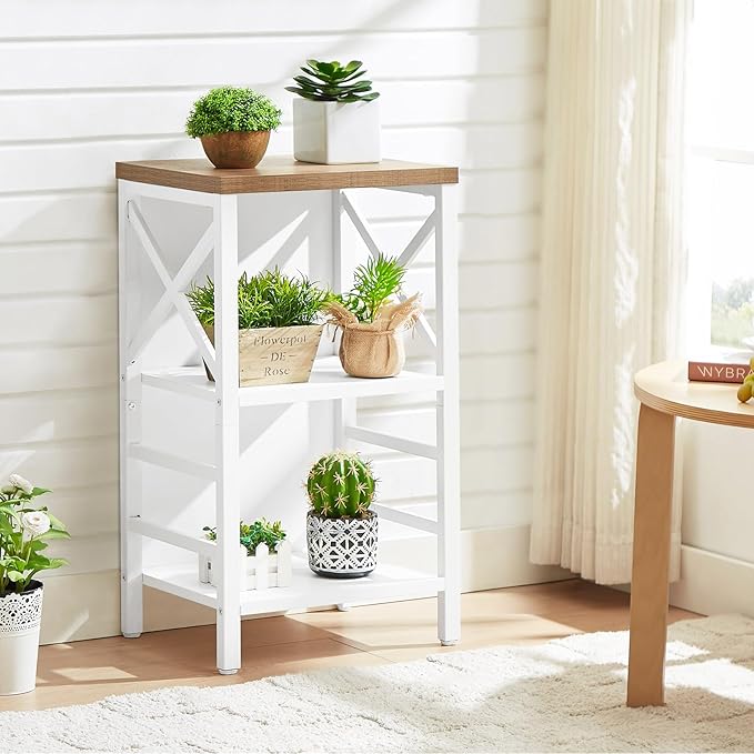 Bookcase, Industrial Small Bookshelf,3-Tier Bookcase Storage Organizer, Small Book Shelf for Small Spaces, Living Room, Bedroom and Home Office, White&Brown - LeafyLoom