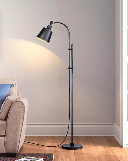 Floor Lamp, Industrial Floor Lamps for Living Rooms & Bedrooms - Rustic Farmhouse Reading Lamp Standing, Adjustable Metal Heads Indoor Task Lighting for Living Room Office Home Décor (Black01-3S) - LeafyLoom