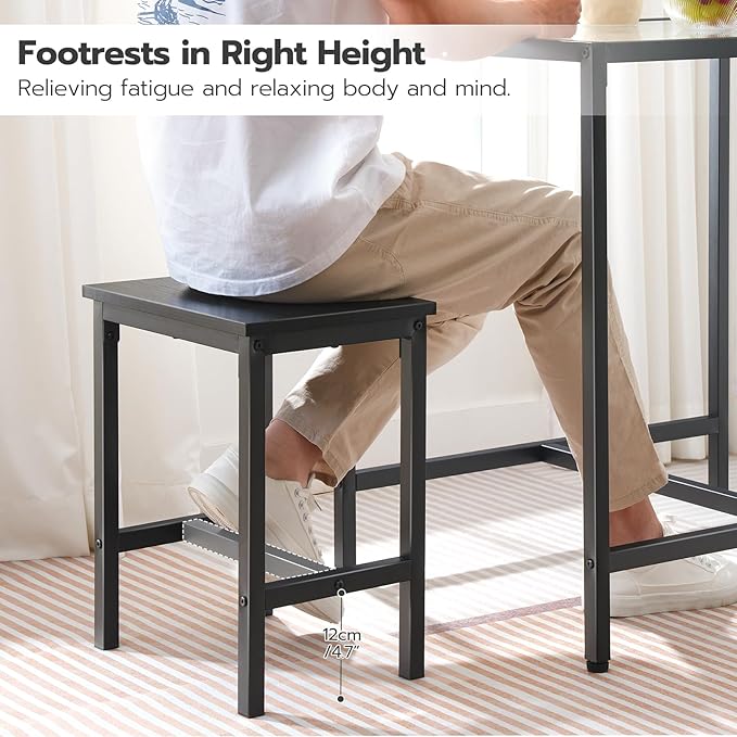 HOOBRO Mordern Dining Table Set, Glass Dining Room Table Set for Small Spaces, Kitchen Table and Chairs for 3 Table with Chairs Home Furniture Rectangular, Black BK80CZ01 - LeafyLoom