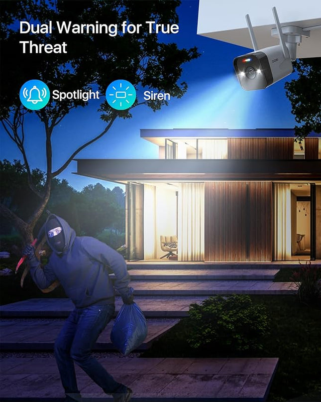 ZOSI 2.5K WiFi Security Camera Wireless Outdoor System,2TB HDD,8 Channel NVR for 24/7 Recording,4 x 4MP Cameras for Home with Color Night Vision,Person Vehicle Detection,2-Way Talk,Siren Alarm,Plug-in ZOSI