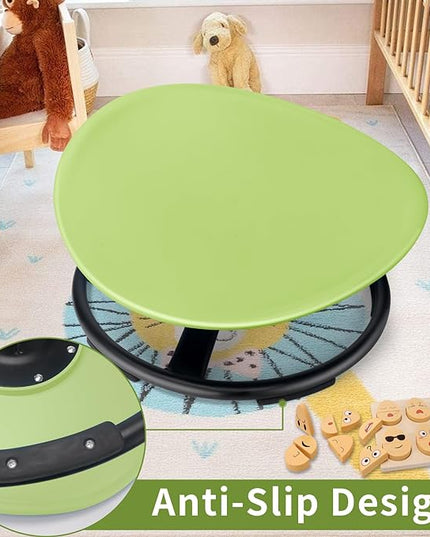 Kids Sensory Swivel Chair, Autism Sensory Chair, Spinning Chair for Autistic Kids, Small Space, Spin Seat, Metal Base, Non-Slip Design, Green - LeafyLoom