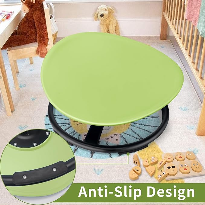 Kids Sensory Swivel Chair, Autism Sensory Chair, Spinning Chair for Autistic Kids, Small Space, Spin Seat, Metal Base, Non-Slip Design, Green - LeafyLoom