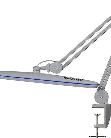 Neatfi XL 2,200 Lumens LED Task Lamp, 24W, 117 Pcs SMD LED, 23 Inches Ultra Wide Lamp, 4 Level Brightness Dimmable, Eye-Caring LED Lamp, Glare Free (Non-CCT with Clamp, Silver) - LeafyLoom