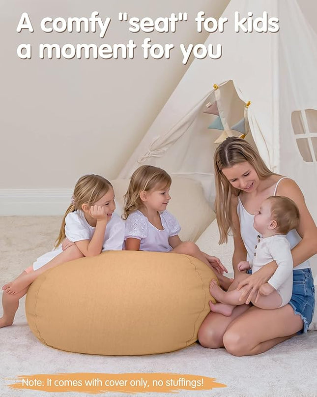 Aubliss Stuffed Animal Bean Bag Storage Chair (Solid Khaki, X-Large (48'')) - LeafyLoom