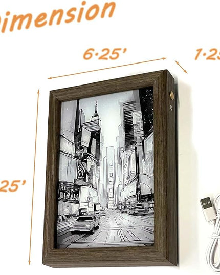 Bleetzwoods Upgraded Lighting Shadow Art Painting Decoration, Touch Control Color Change Light with Walnut Wood Photo Frame and USB Charging, Excellent Glowing Memoriable Present. (Black Labrador) - LeafyLoom