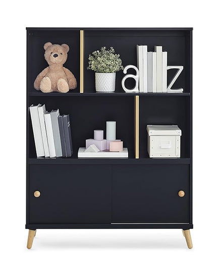 Delta Children Essex Bookcase - Greenguard Gold Certified, Black/Natural - LeafyLoom