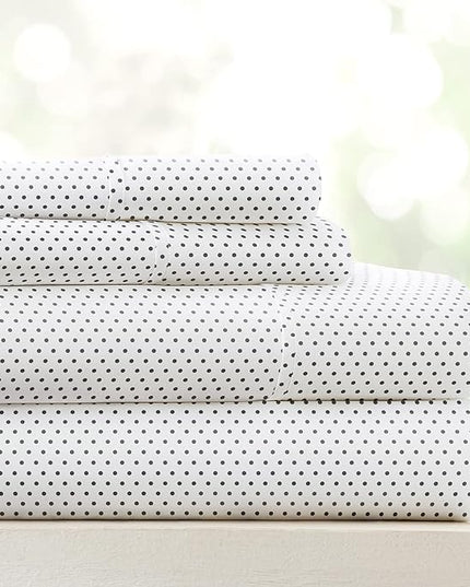 Linen Market 4 Piece Full Bedding Sheet Set (Gray Stippled) - Sleep Better Than Ever with These Ultra-Soft & Cooling Bed Sheets for Your Full Size Bed - Deep Pocket Fits 16" Mattress - LeafyLoom