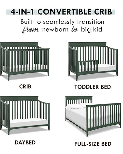 DaVinci Grove 4-in-1 Convertible Crib in Forest Green, Greenguard Gold Certified - LeafyLoom
