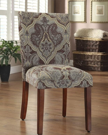 HomePop Parsons Upholstered Accent Dining Chair, Set of 2, Blue and Brown Paisley - LeafyLoom