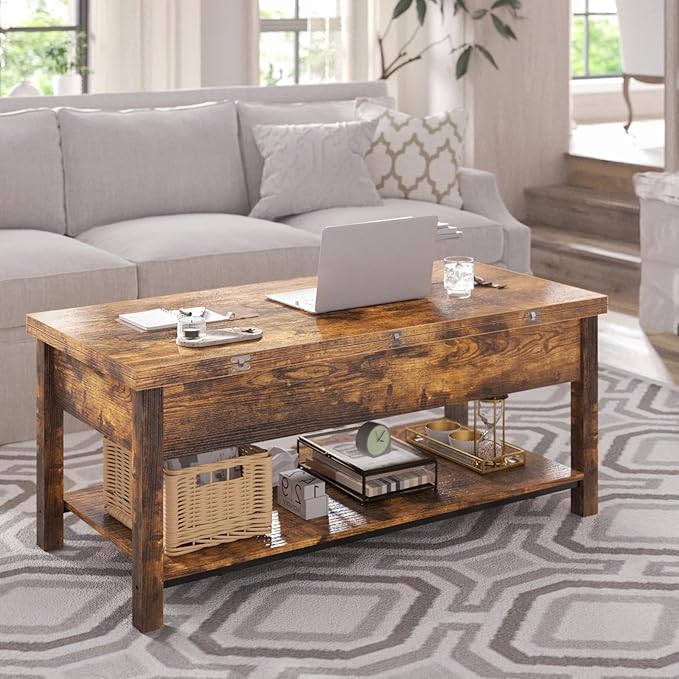 FABATO JS-TCT004-1108 Coffee Table, Rustic Brown - LeafyLoom