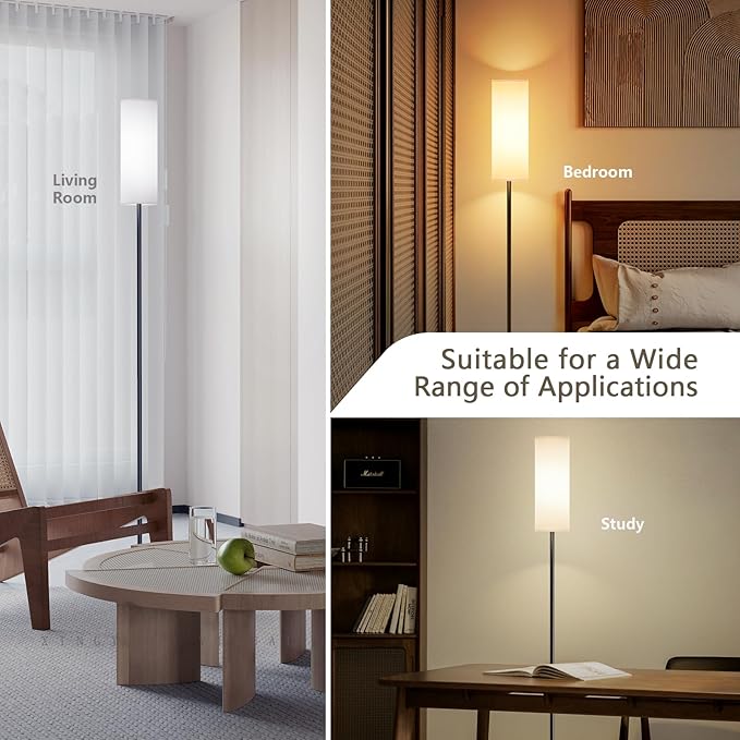 Floor Lamps for Living Room with 3 Color Temperatures, Modern Standing Lamp Tall Industrial Reading for Bedroom, Living Room, Office, Kids Room,9W Bulb Included - LeafyLoom