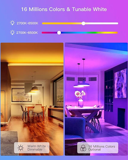 TREATLIFE Smart Light Bulbs 4 Pack, UL Certified 2.4GHz Color Changing Light Bulb, Works with Alexa Google Home, A19 E26 Dimmable LED Light Bulb 9W 800 Lumen for Party Decoration, Smart Home Lighting TREATLIFE