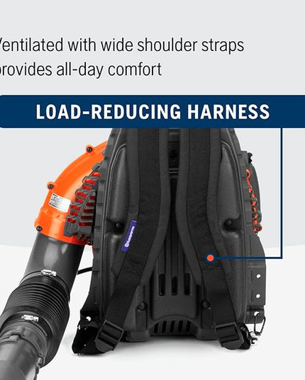 Husqvarna 360BT Gas Leaf Blower, 65.6-cc 3.81-HP 2-Cycle Backpack Leaf Blower with 890-CFM, 232-MPH, 30-N Powerful Clearing Performance and Load-Reducing Harness - LeafyLoom