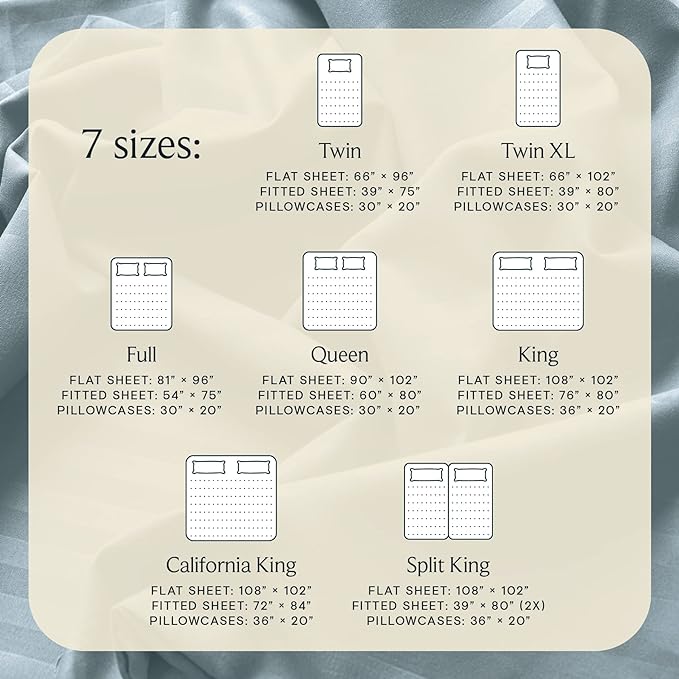 LuxClub 6 PC Cal King Size Sheet Set Bed Sheets, Breathable Luxury Bed Sheets, Deep Pockets 18" Wrinkle Free Cooling Bed Sheets Machine Washable Hotel Bedding (Cal King, Striped Light Blue) - LeafyLoom