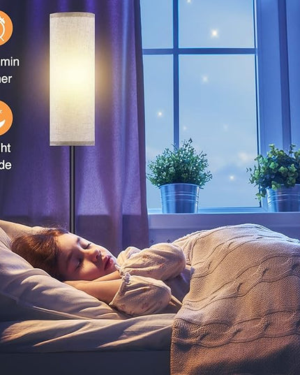 Floor Lamp for Living Room Bedroom, Modern Floor Lamp with Remote,Stepless Dimmable 12W Bulb Included,Standing Lamps LED Tall Lamp for Bedroom Office(Beige) - LeafyLoom