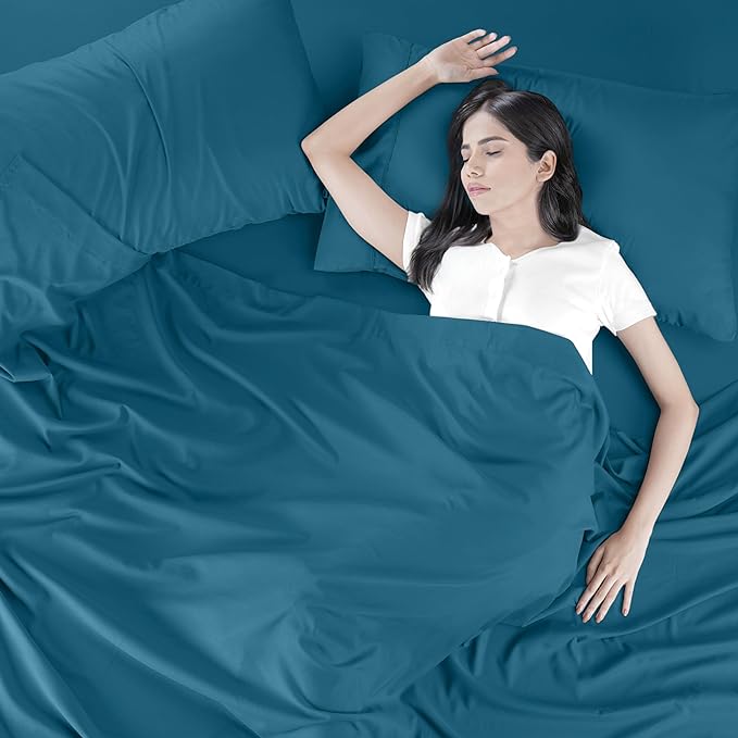 Utopia Bedding Twin Bed Sheets Set - 3 Piece Bedding - Brushed Microfiber - Shrinkage and Fade Resistant - Easy Care (Twin, Denim Blue) - LeafyLoom