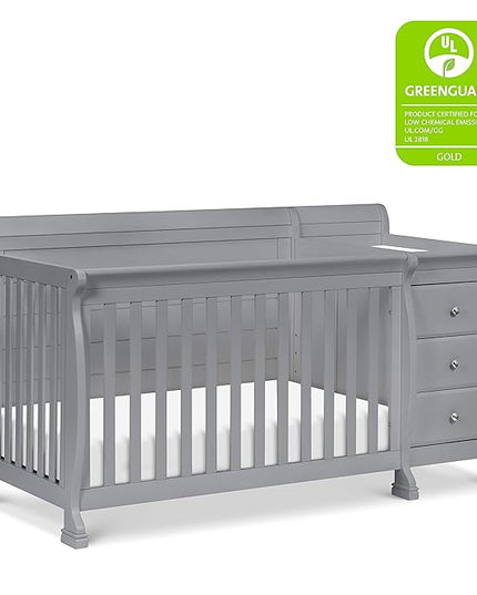 DaVinci Kalani 4-in-1 Convertibe Crib and Changer Combo in Gray - LeafyLoom