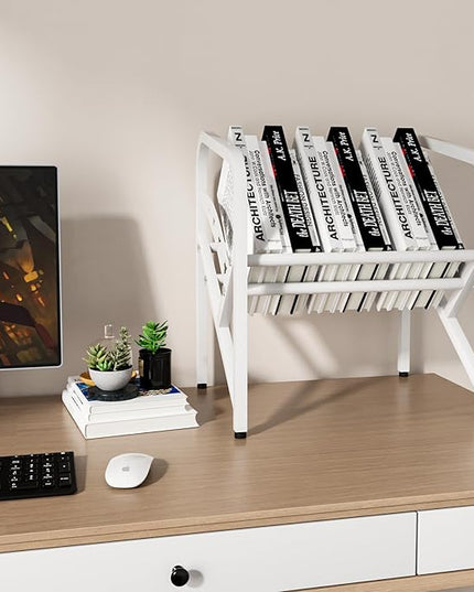 Bookshelf Storage Shelf Bookcase Freestanding Storage Stand Book Organizer for Living Room, Bedroom, Kitchen, Rust Resistance,Easy Assembly Multi-Functional Organizer (1 Tier, White) - LeafyLoom