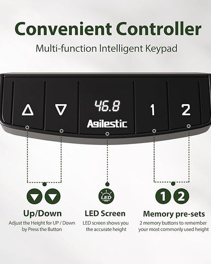 Height Adjustable Desk with Keyboard Tray, 63 x 24 Inches Electric Standing Desk, Stand up Computer Table with Memory Preset, Gaming Modern Lift Motorized Gaming Workstation, Black - LeafyLoom