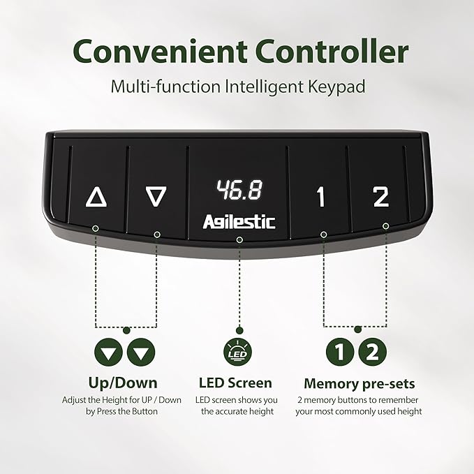 Height Adjustable Desk with Keyboard Tray, 48 x 24 Inches Electric Standing Desk, Stand up Computer Table with Memory Preset, Gaming Modern Lift Motorized Gaming Workstation, Black - LeafyLoom