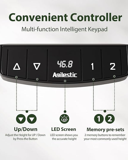 Height Adjustable Desk with Keyboard Tray, 48 x 24 Inches Electric Standing Desk, Stand up Computer Table with Memory Preset, Modern Lift Motorized Gaming Workstation, White - LeafyLoom