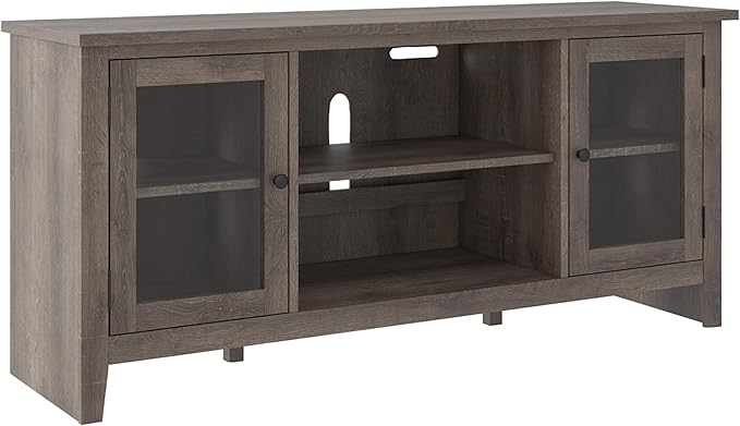 Signature Design by Ashley Arlenbry Modern Farmhouse TV Stand with Fireplace Option, Fits TVs up to 58", Weathered Gray - LeafyLoom