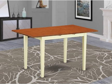 East West Furniture Norfolk Kitchen Dining Rectangle Wooden Table Top with Butterfly Leaf, 32x54 Inch, Nft-whi-t - LeafyLoom