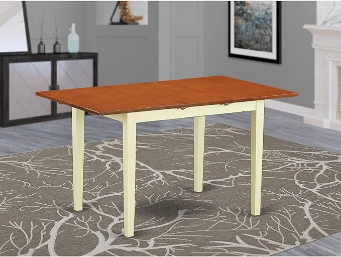 East West Furniture Norfolk Kitchen Dining Rectangle Wooden Table Top with Butterfly Leaf, 32x54 Inch, Nft-whi-t - LeafyLoom