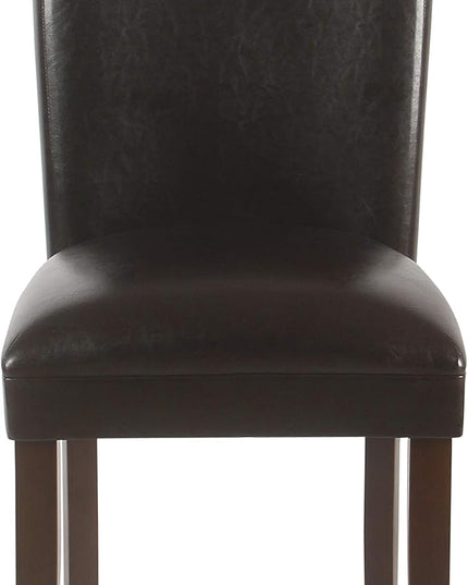 HomePop Classic Parsons Dining Chairs, Brown Faux Leather (Set of 2) - LeafyLoom