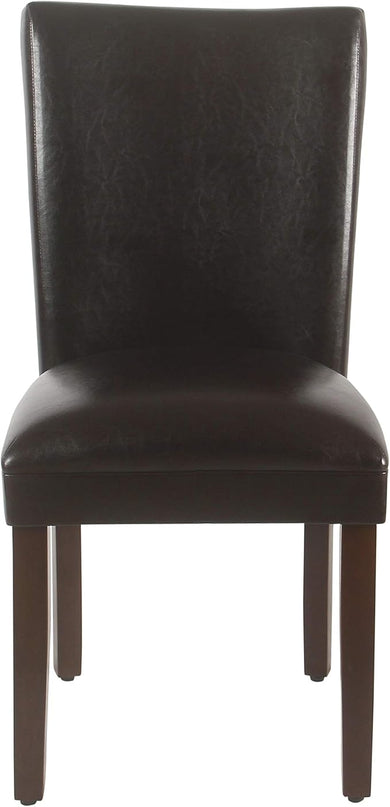 HomePop Classic Parsons Dining Chairs, Brown Faux Leather (Set of 2) - LeafyLoom