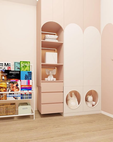 Kids Bookshelf Freestanding for Children Room 18 Inches Small White Metal Bookcase Large Capacity Books Toys Organizer Stable 5 Tiers Kids Book Rack for Playroom Bookstore Library - LeafyLoom