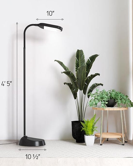 Natural Daylight Floor Lamp - Craft Light Floor Standing for Reading, Crafting, Sewing - 27W Full Spectrum White Bright Sunlight - Adjustable Gooseneck - Task Lamps for Living Room, Bedroom, Office - LeafyLoom