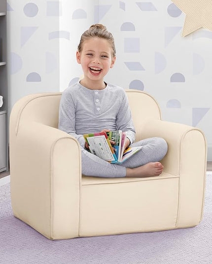 Delta Children Cozee Chair -Foam Kids Chair for Ages 18 Months and Up, Oatmeal - LeafyLoom