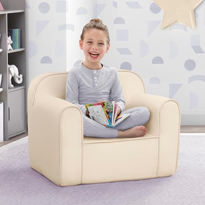 Delta Children Cozee Chair -Foam Kids Chair for Ages 18 Months and Up, Oatmeal - LeafyLoom