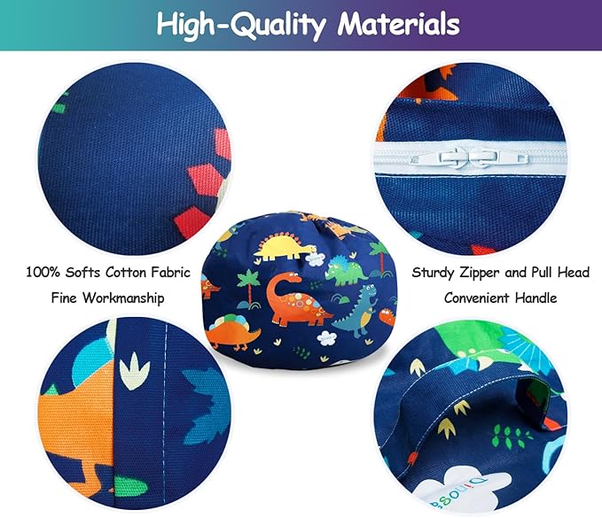 Bean Bag Storage Toddler Kids'Rooms Organizer Giant Beanbag Great Plush Toy Alternative Washable Ultra Soft Cover Dinosaur Plush Toys or Textile Sack Bag Space Save (Without Filling) X-Large - LeafyLoom